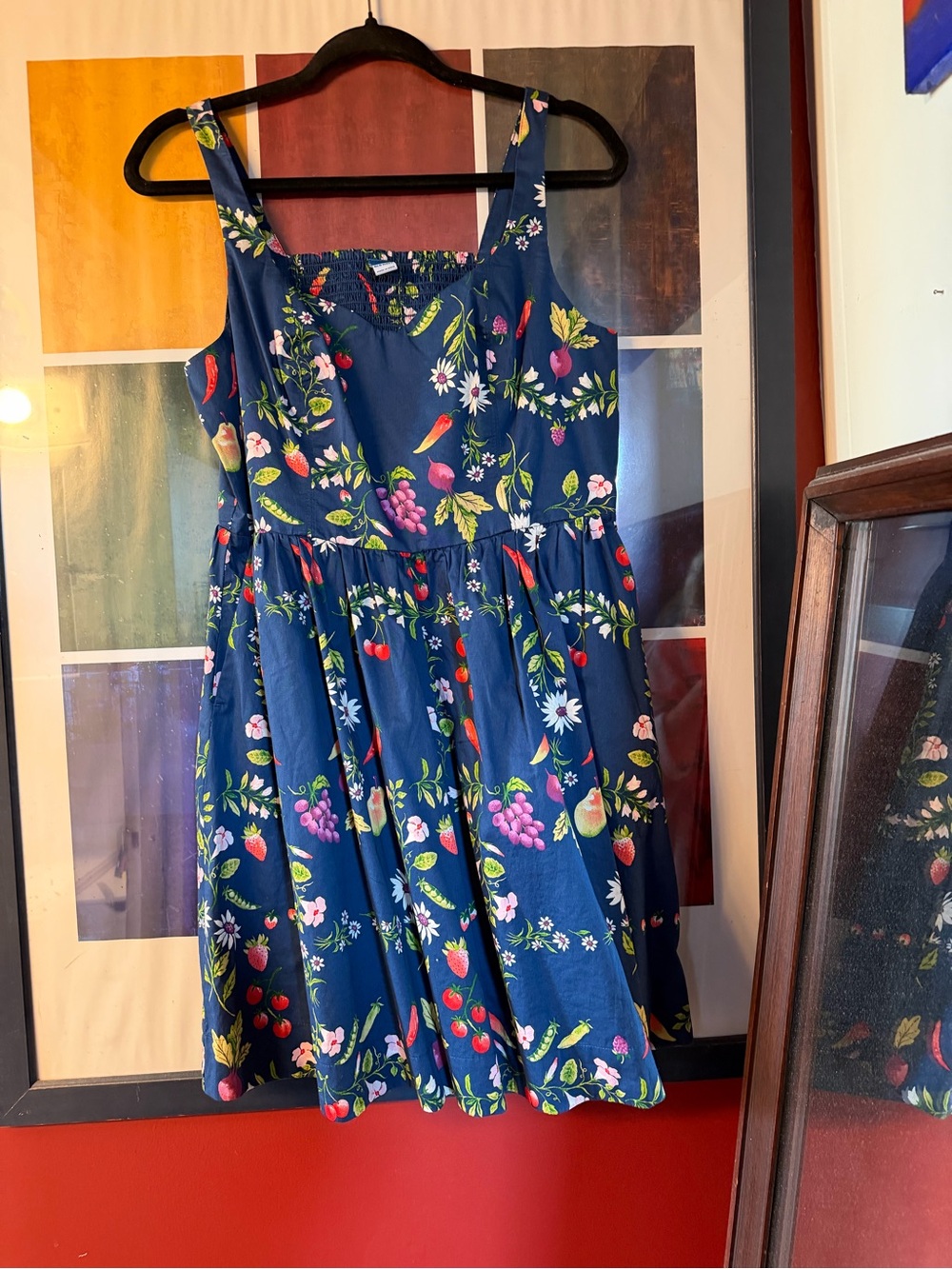 Navy Floral Fruit Print Sundress